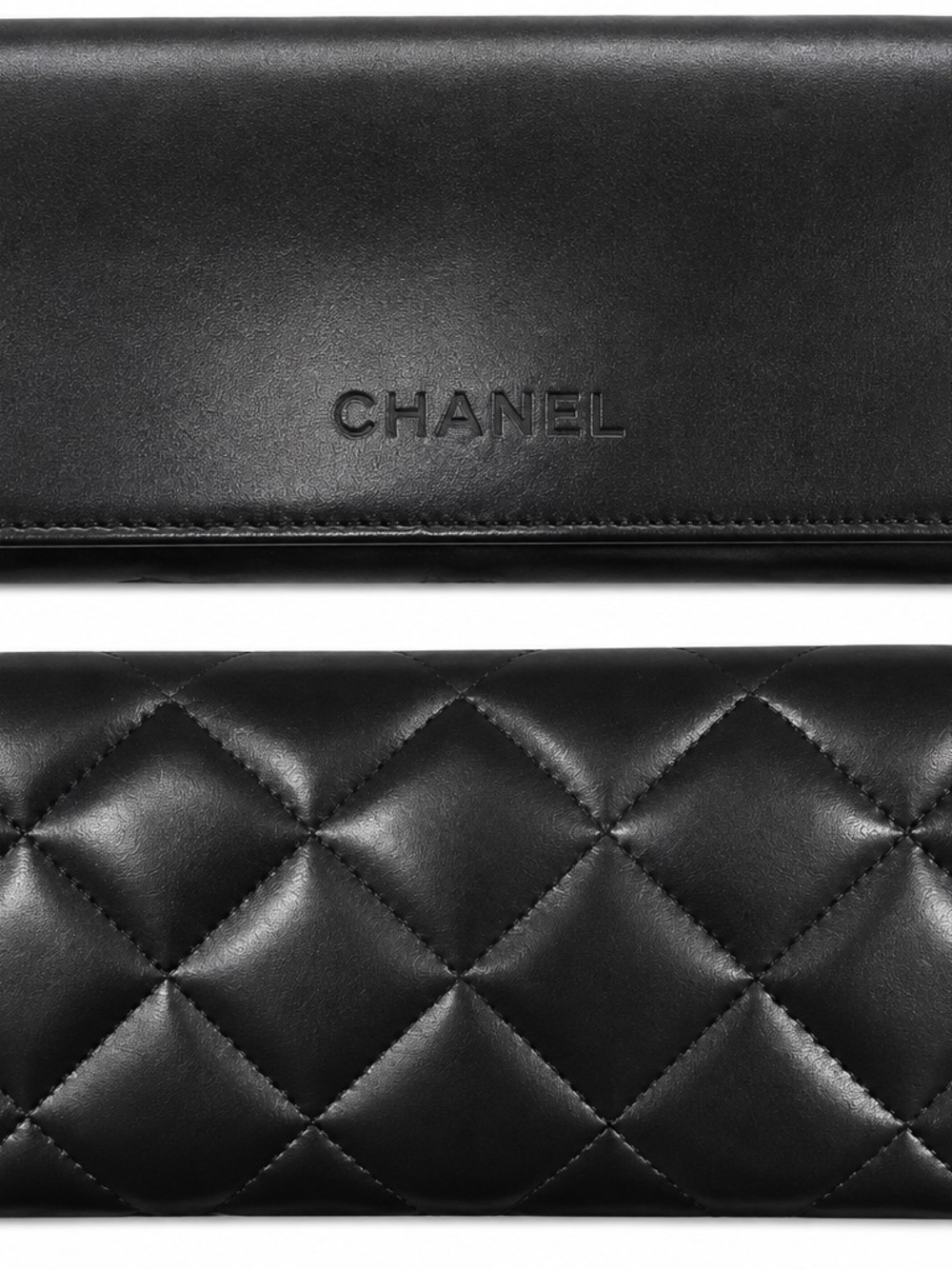 CHANEL Black Quilted Leather sunglass/glasses case